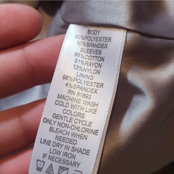 Halston Faux Suede Sweater Jacket Belted Beige Women's 8 - Picture 7 of 8